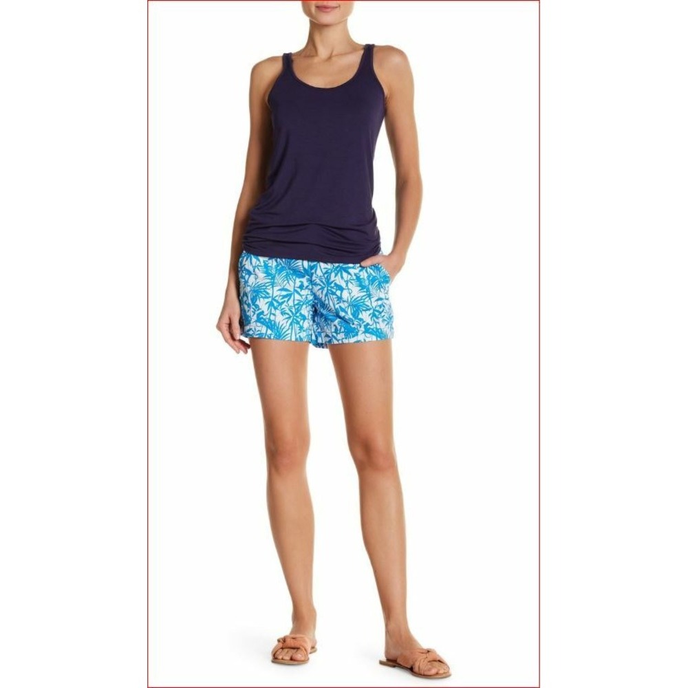 Tori Richard Sadie Cuckoo Jungle Shorts Blue White Tropical Cotton Twill 0